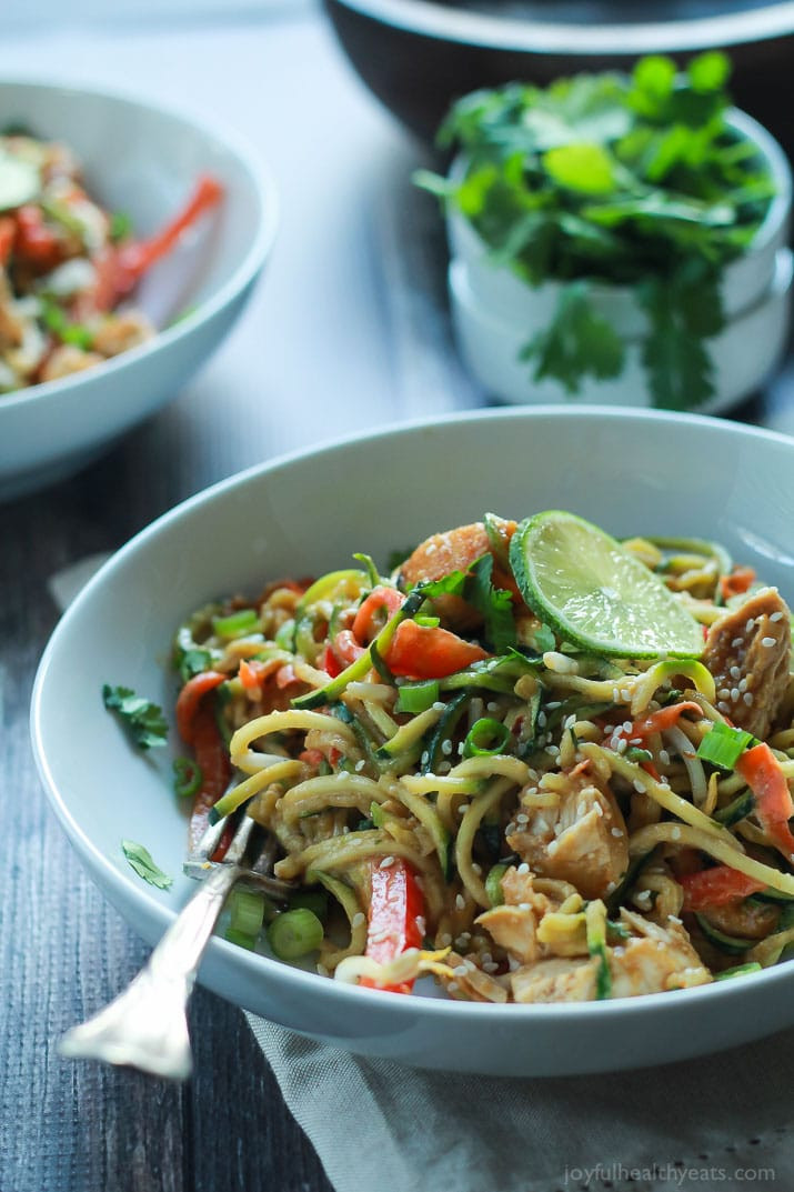 Zucchini Noodles Recipe With Chicken
 Thai Chicken Zoodles with Spicy Peanut Sauce