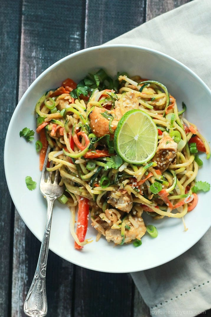 Zucchini Noodles Recipe With Chicken
 Thai Chicken Zoodles with Spicy Peanut Sauce