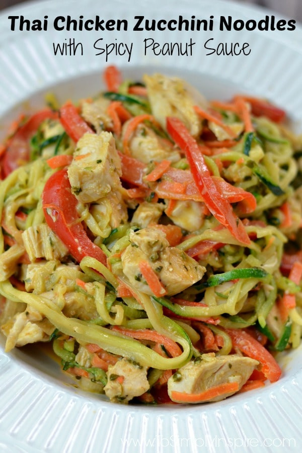 Zucchini Noodles Recipe With Chicken
 Thai Chicken Zucchini Noodles with Spicy Peanut Sauce To