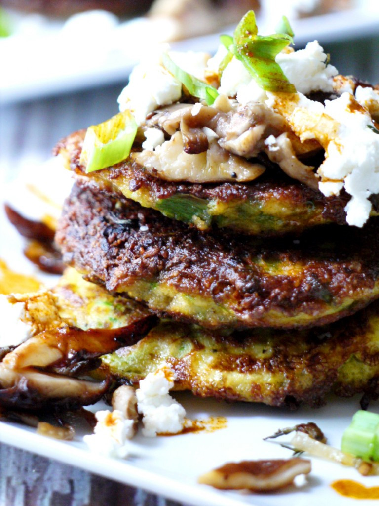 Zucchini Pancakes Recipe
 Zucchini Pancakes with Wild Mushrooms Crumbled Goat