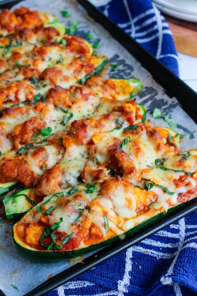 Zucchini Pizza Boats
 Zucchini Pizza Boats Low FODMAP & Paleo Option A Saucy