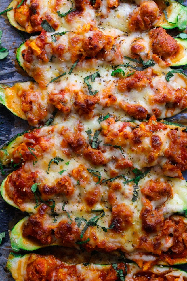 Zucchini Pizza Boats
 Zucchini Pizza Boats Low FODMAP & Paleo Option A Saucy