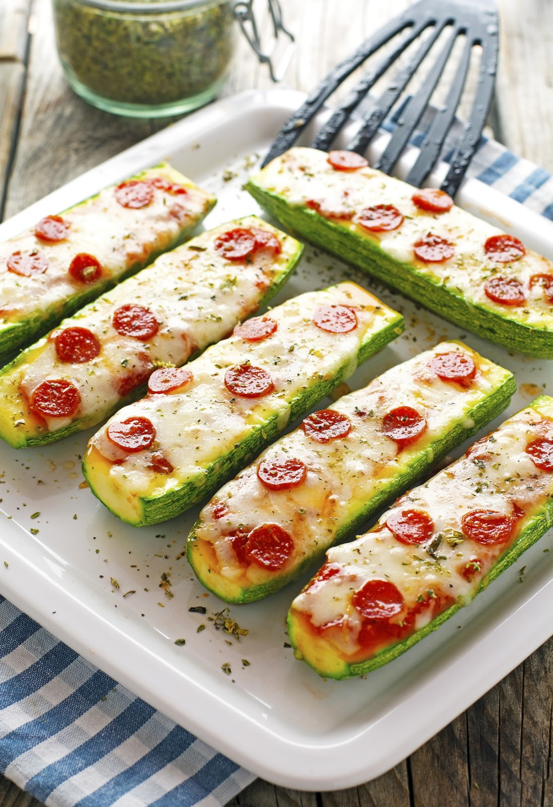 Zucchini Pizza Boats
 The Iron You Zucchini Pizza Boats