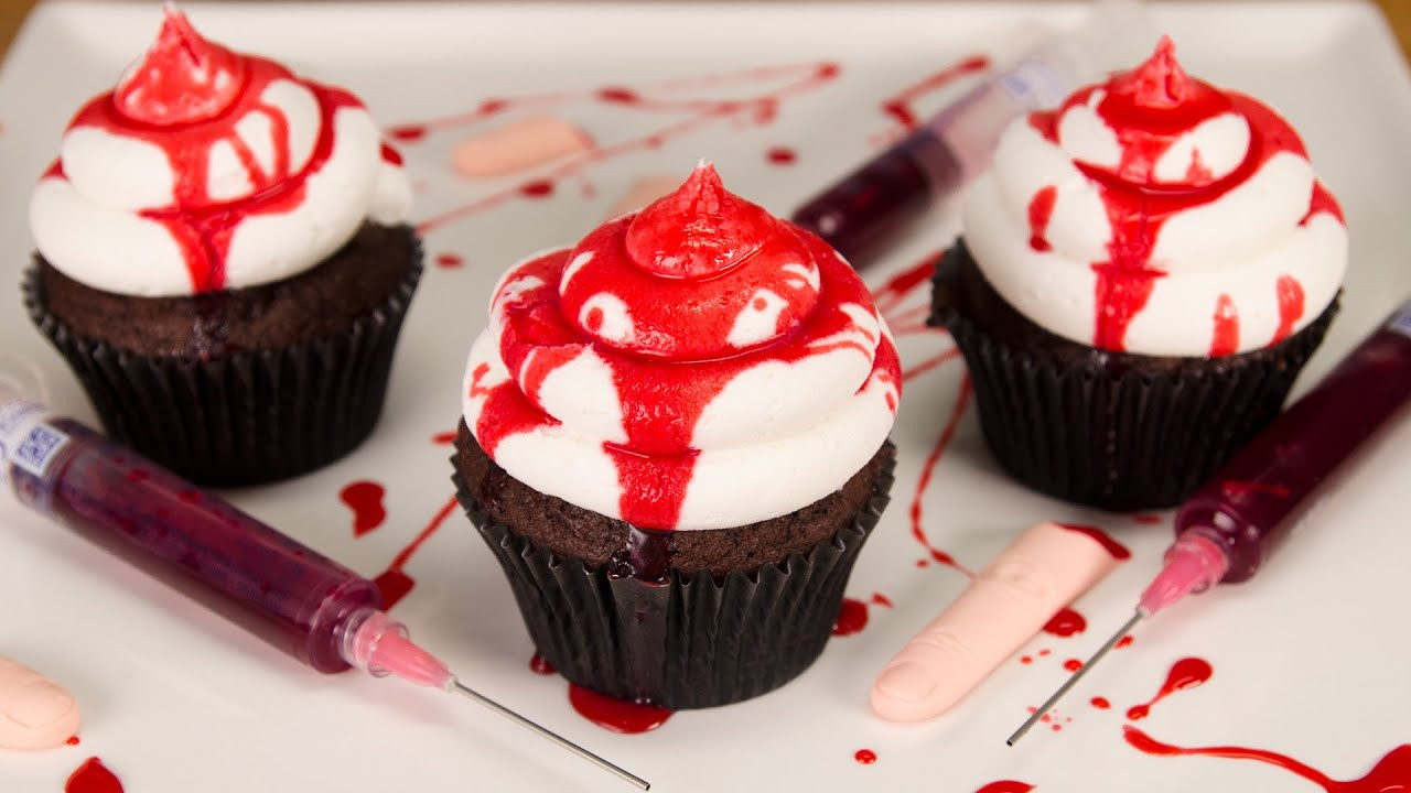 Bloody Halloween Cupcakes
 How to Make Edible Fake Blood & Bloody Halloween Cupcakes