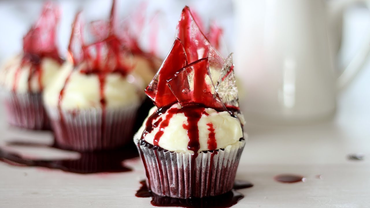 Bloody Halloween Cupcakes
 Bloody Broken Glass Cupcake Recipe Fake Blood Recipe