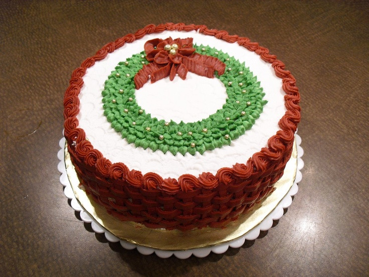 Buttercream Christmas Cakes
 Basketweave buttercream wreath cake