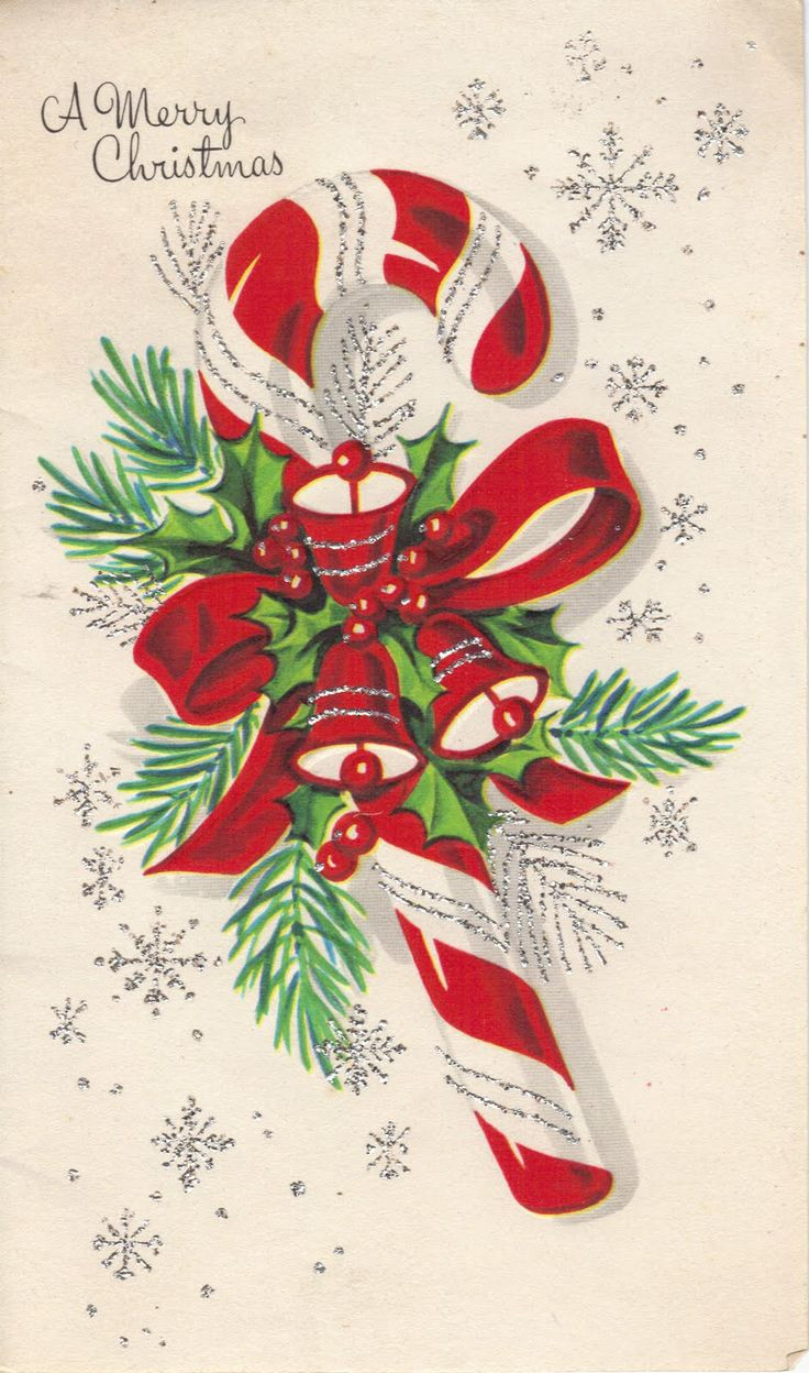 Candy Cane Christmas Cards
 vintage candy cane greeting card