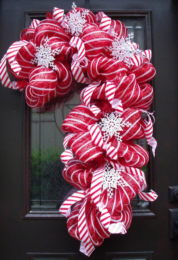 Candy Cane Christmas Decorations
 Deco Mesh Candy Cane Wreath Christmas Mesh Wreaths Christmas