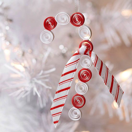 Candy Cane Christmas Ornaments
 Quilled Candy Cane Christmas Ornament for Kids