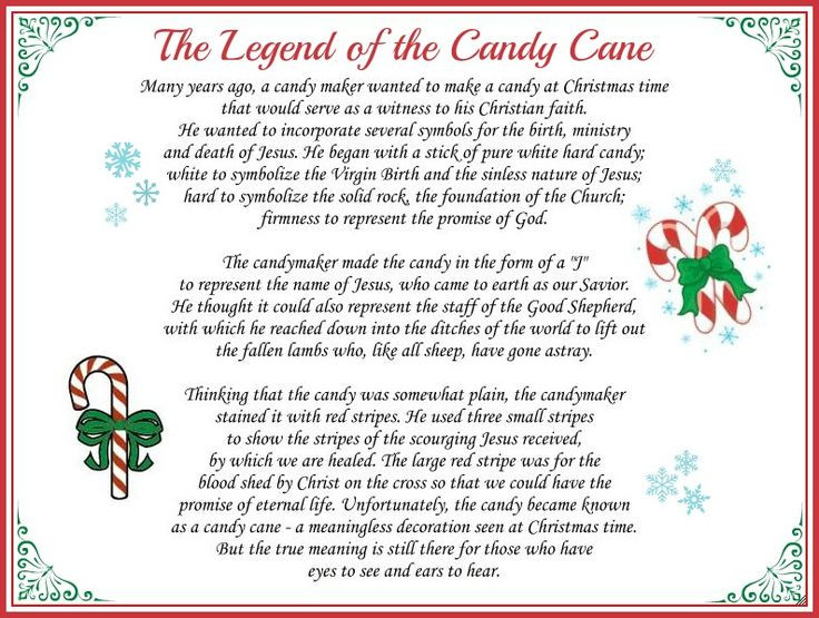 Candy Cane Christmas Poem
 Legend of a Candy Cane Printable Candy Canes