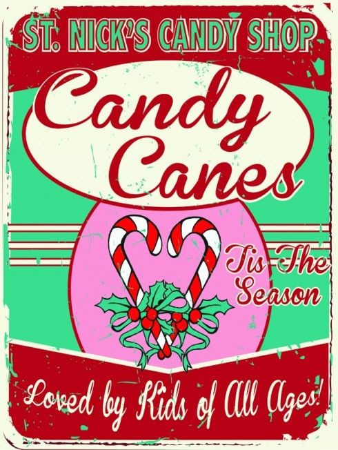 Candy Cane Christmas Shop
 ST Nicks Candy Shop Metal Sign Holiday Treats Retro