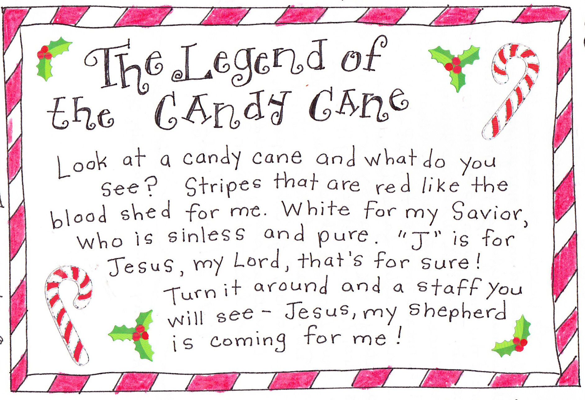 Candy Cane Christmas Story
 The Legend of the Candy Cane FREE Printable Happy
