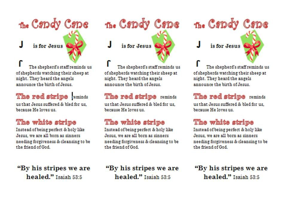 Candy Cane Christmas Story
 The Word in Christmas Candy cane bookmark Free