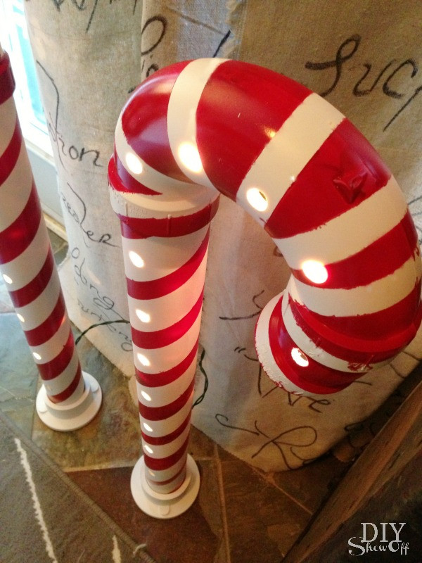 Candy Cane Outdoor Christmas Decorations
 Lighted PVC Candy Canes DIY Christmas Home Decor DIY