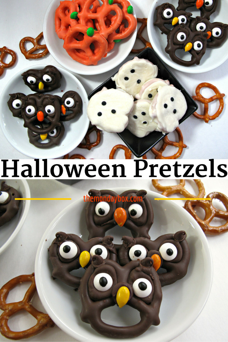 Chocolate Dipped Pretzels For Halloween
 Halloween Pretzels easy fast and fun The Monday Box