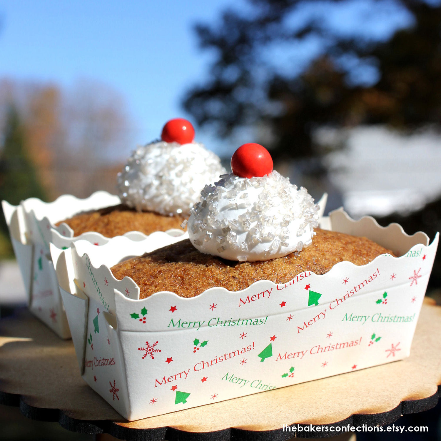 Christmas Baking Pans
 Mini Christmas Paper Loaf Baking Pans in White with Merry