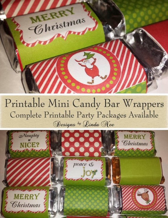 Christmas Candy Bars
 Candy Bar Wrappers Santa Christmas Mini Hershey Bar Candy