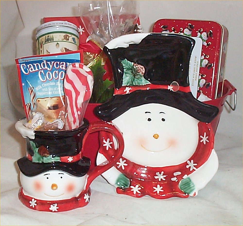 Christmas Candy Baskets
 Gift Basket Snowman Holiday Mug Candy Cane Serving Dish
