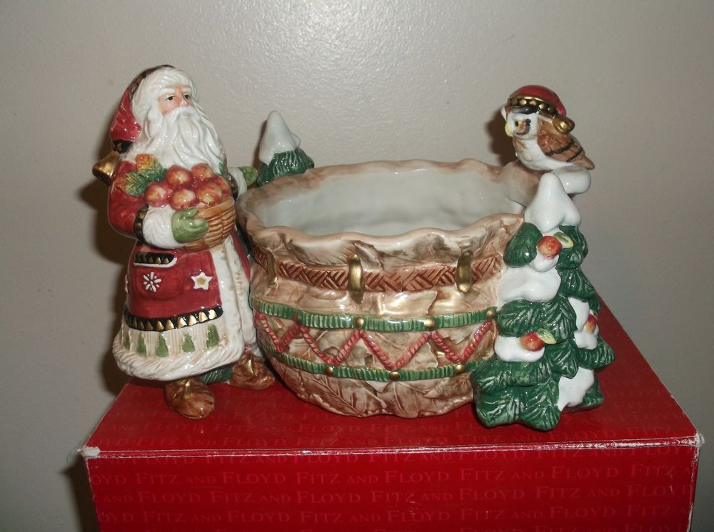 Christmas Candy Bowl
 Fitz & Floyd Christmas Lodge Santa Claus and Owl Tidbit