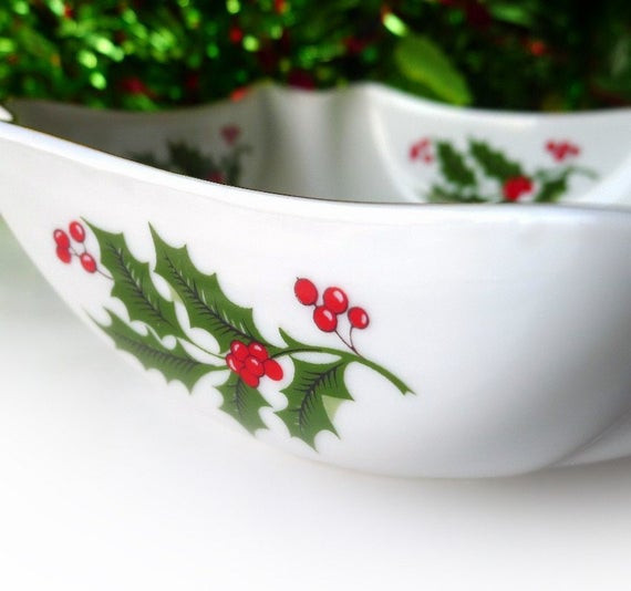 Christmas Candy Bowl
 Vintage Christmas Candy Dish or Bowl for Snacks by