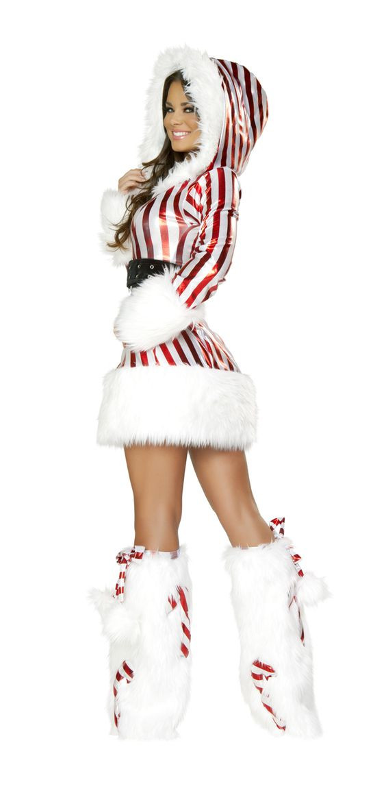 Christmas Candy Cane Costume
 Candy Cane Hooded Dress Christmas Costume for Women J