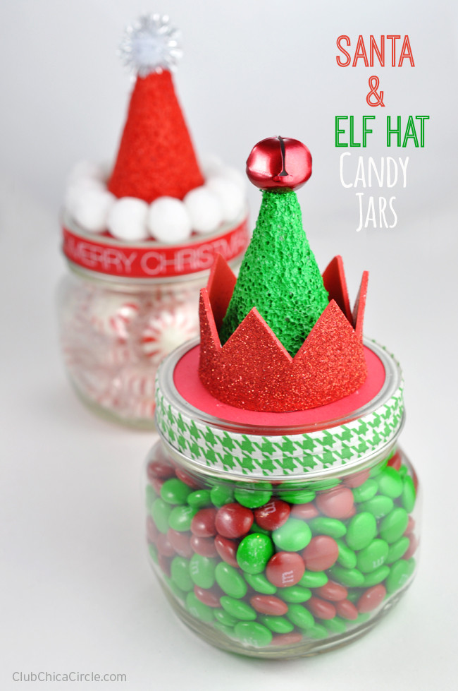 Christmas Candy Containers
 Santa and Elf Hat Candy Jars