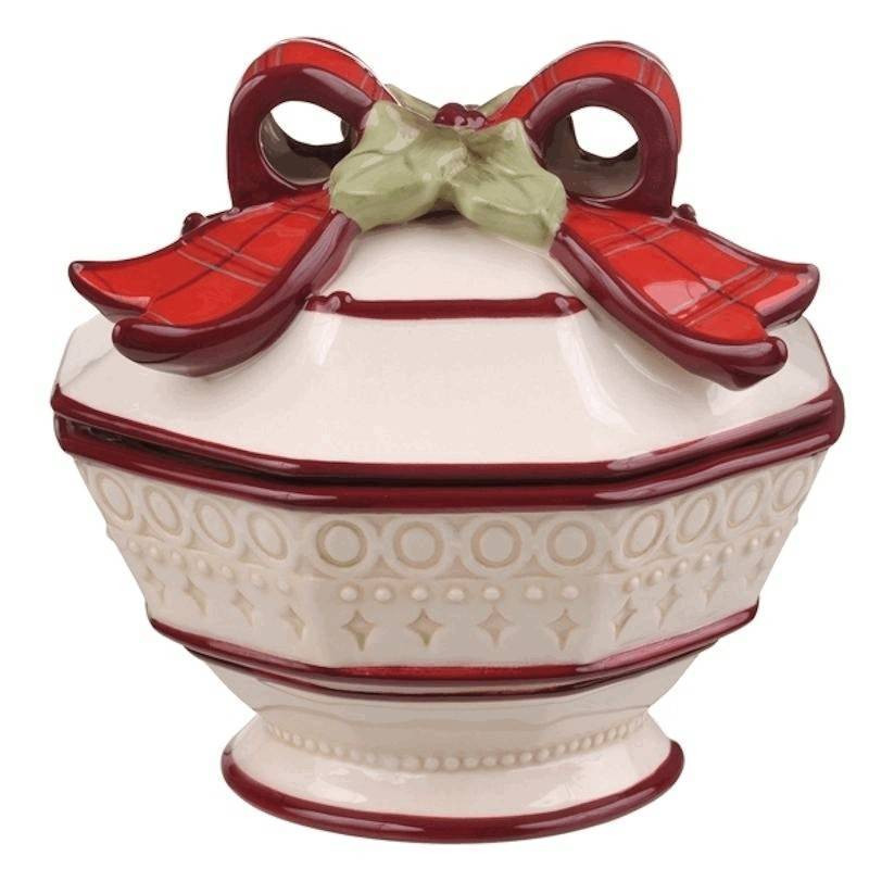 Christmas Candy Dish With Lid
 Christmas Candy Dish with Lid Red Plaid Bow $30 00
