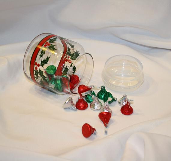 Christmas Candy Dish With Lid
 Items similar to Holly Berry & Red Ribbon Candy Dish