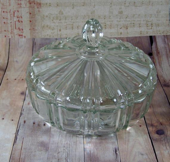 Christmas Candy Dish With Lid
 Vintage Anchor Hocking Clear Candy Dish Lid by