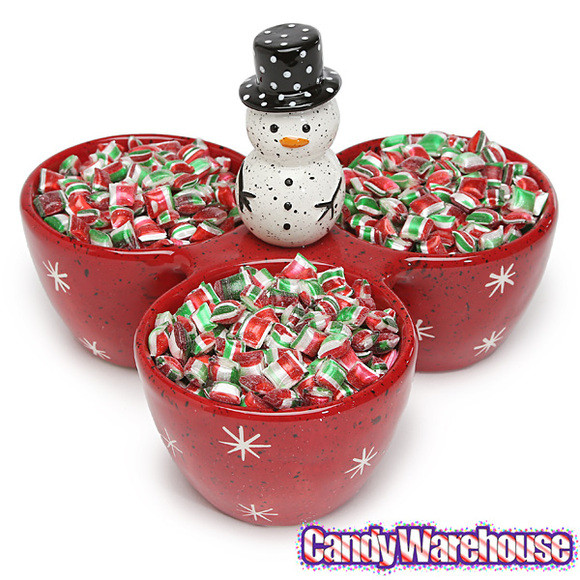 Christmas Candy Dishes
 Christmas Snowman 3 Section Ceramic Candy Dish