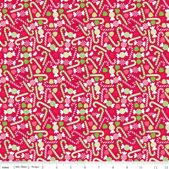 Christmas Candy Fabric
 Riley Blake Christmas Fabric Red With Candy Canes Gum Drops