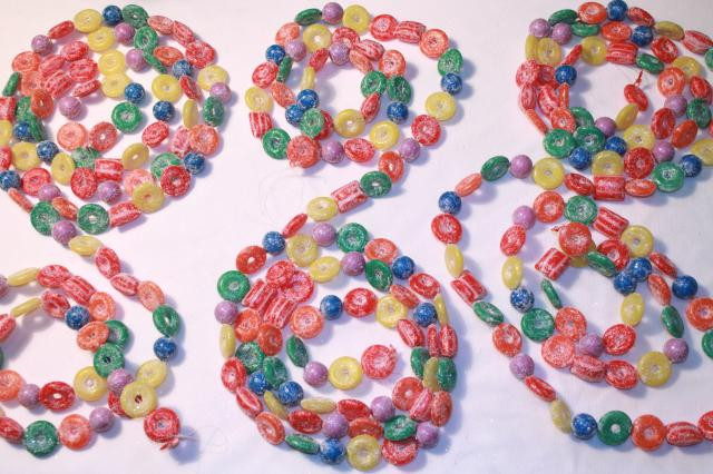 Christmas Candy Garland
 glitter plastic candy Christmas garland & stars kitschy