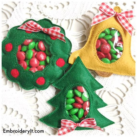 Christmas Candy Holders
 Candy Holder Machine Embroidery Christmas Set Pine Tree