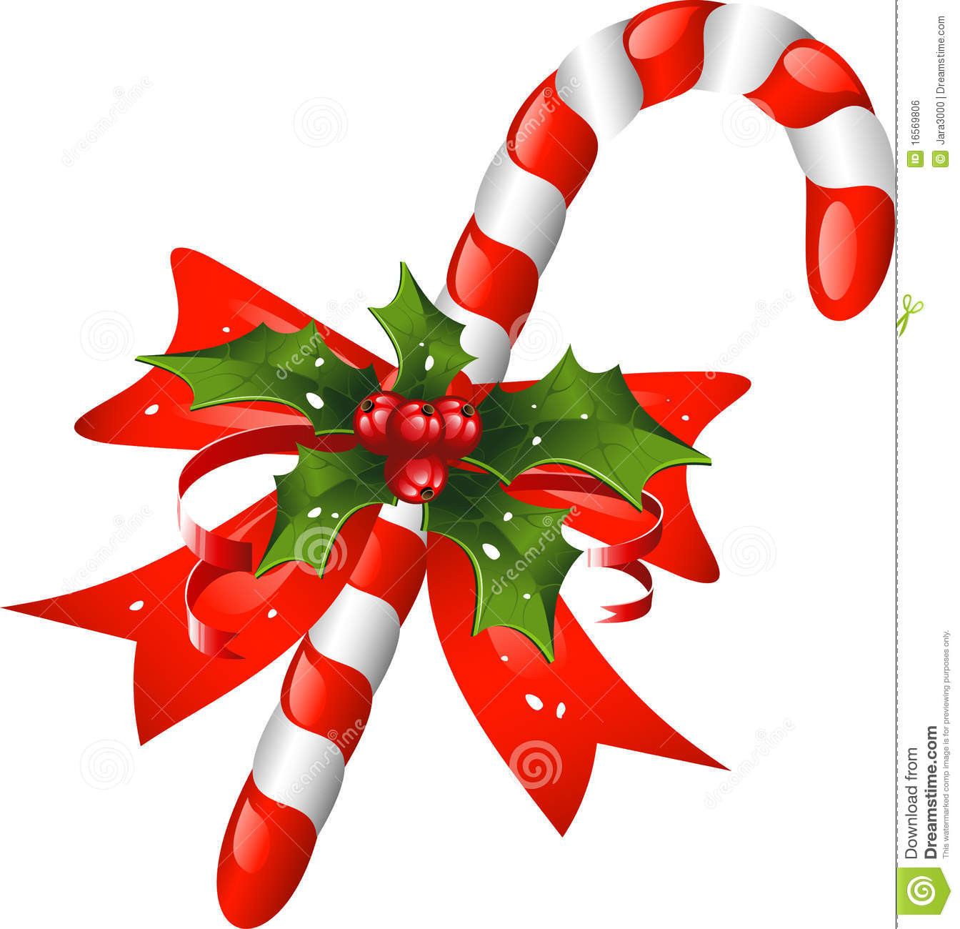 Christmas Candy Images
 Christmas Candy Cane Decorated With A Bow And Holl Stock