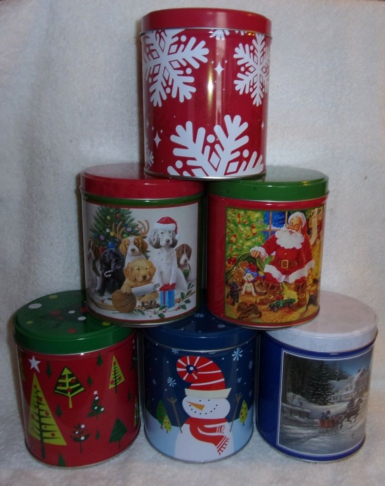 Christmas Candy Tins
 Lot of 6 Holiday Christmas decorative candy cookie nuts
