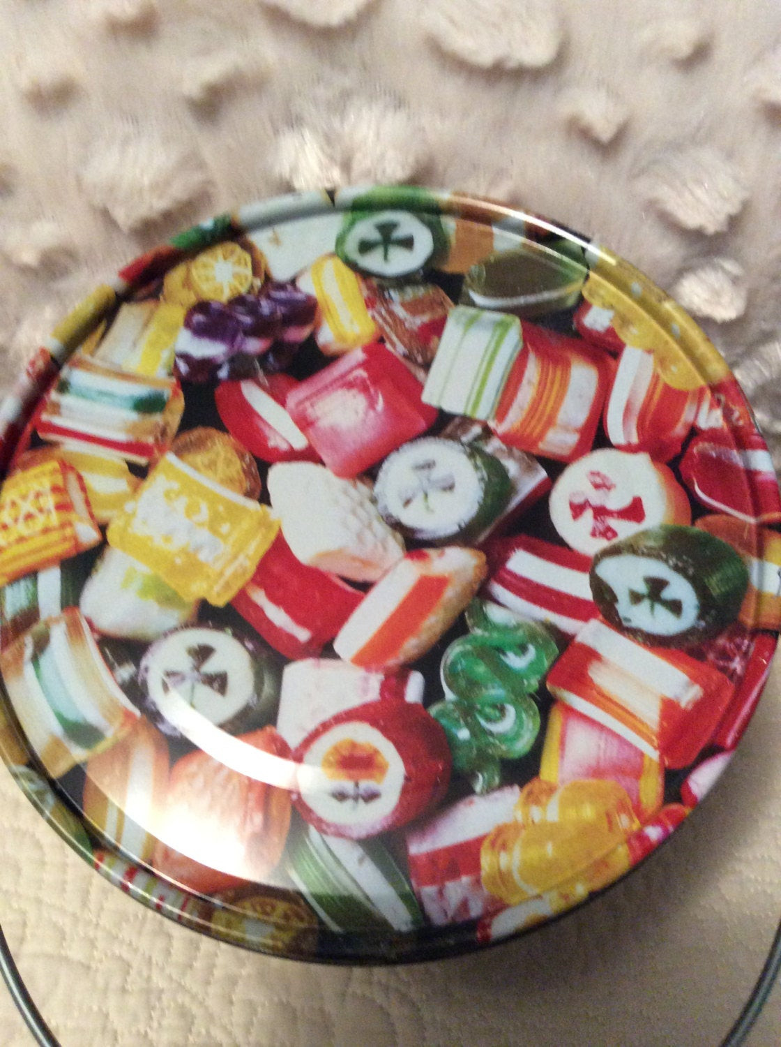 Christmas Candy Tins
 Vintage Hard Candy Christmas Tin Container by