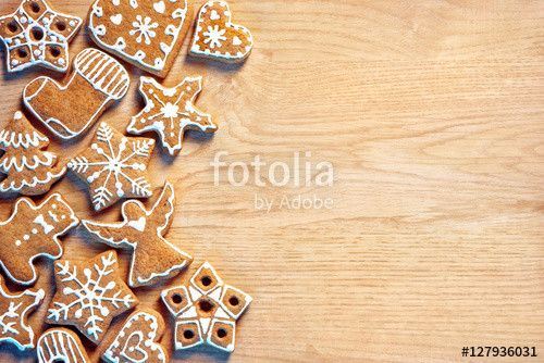 Christmas Cookies Background
 "Homemade Christmas cookies on wooden background Copy