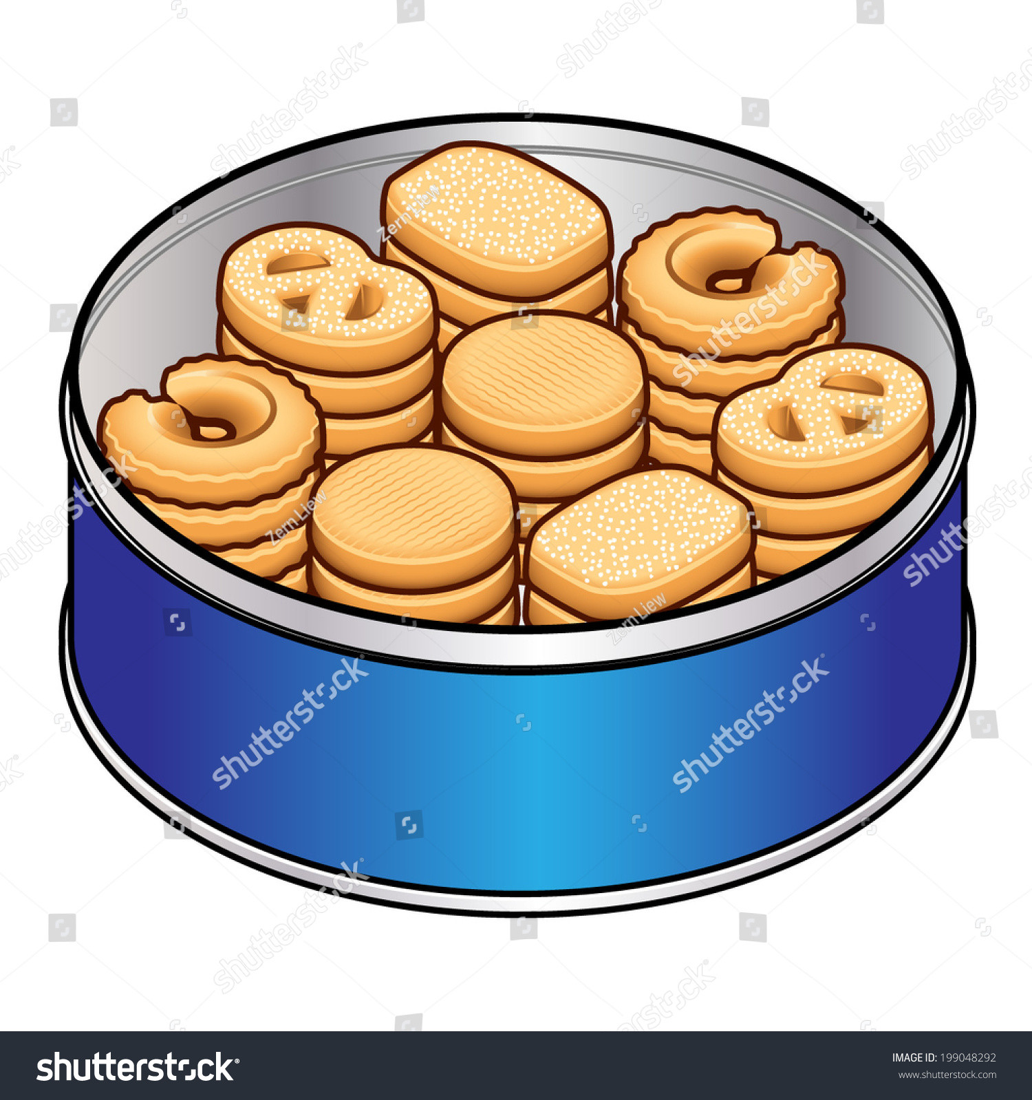 Christmas Cookies In Blue Tin
 Selection Danish Butter Cookies Blue Tin Stock Vector