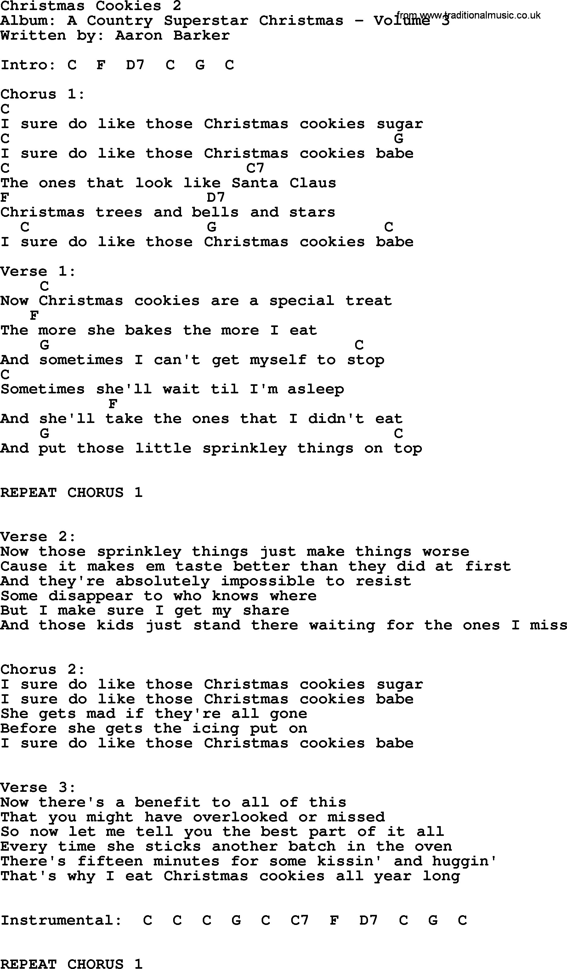 Christmas Cookies Lyrics
 Christmas Cookies 2 by George Strait lyrics and chords