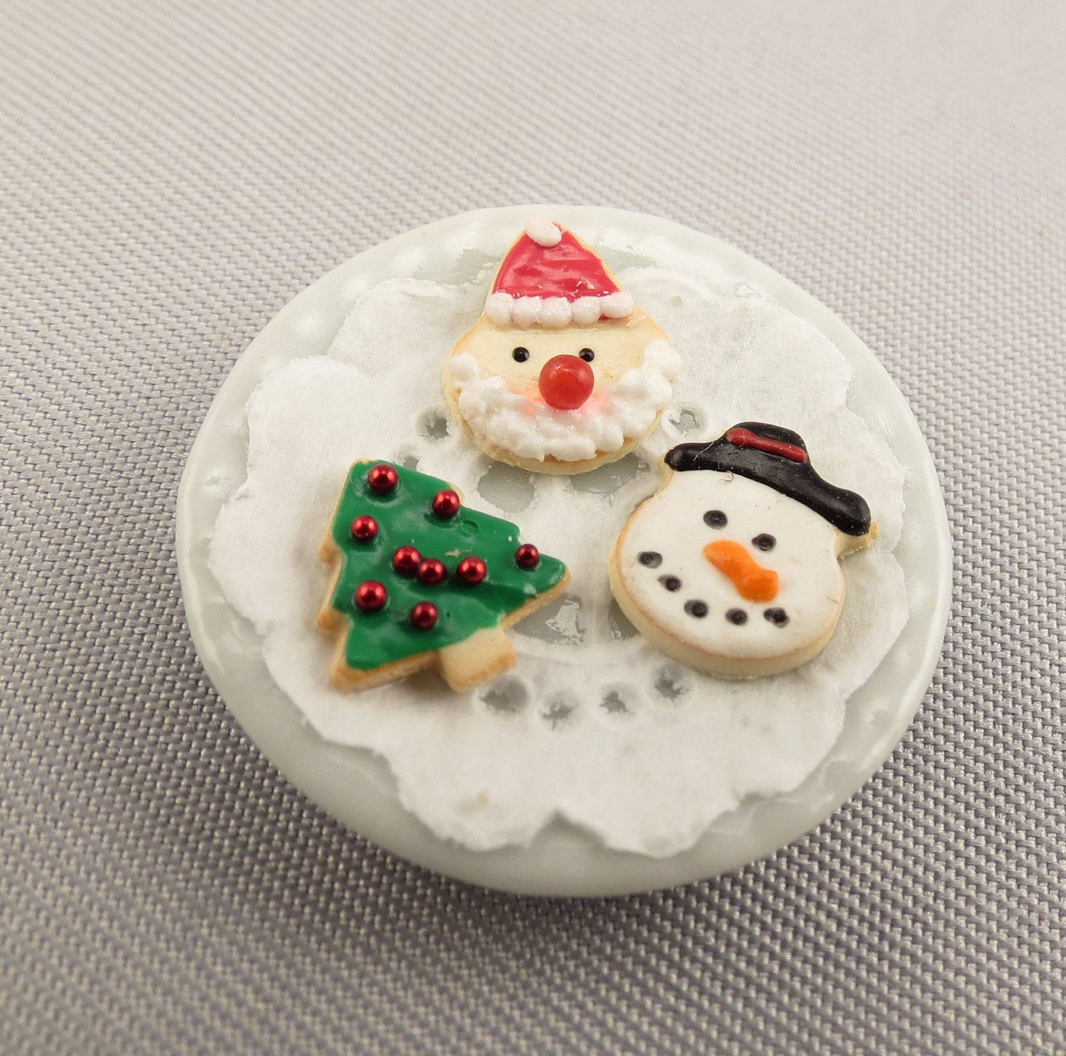 Christmas Cookies Plates
 Dollhouse Miniature Christmas Cookies on Plate Santa Snowman