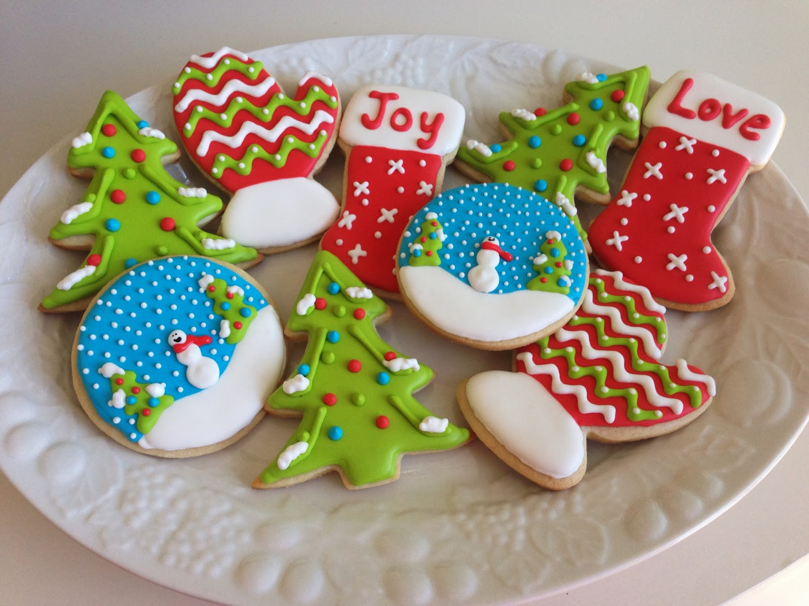 Christmas Cookies With Royal Icing
 monograms & cake Christmas Cut Out Sugar Cookies with