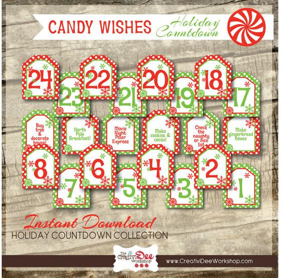Christmas Countdown Calendar With Candy
 Advent Calendar Holiday Countdown Candy Wishes Numbers