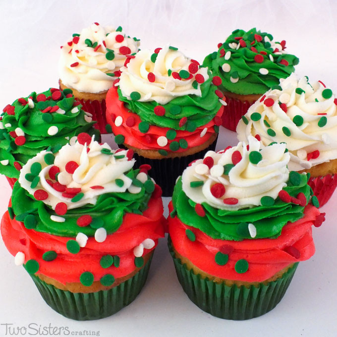 Christmas Cup Cakes
 Christmas Swirl Cupcakes Two Sisters