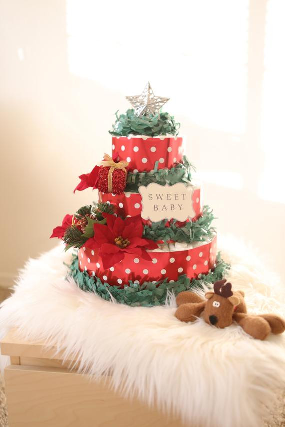 Christmas Diaper Cakes
 Christmas Tree Diaper Cake Baby Shower by AngAngBabyUS