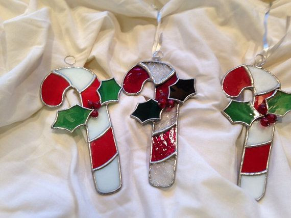 Christmas Glass Candy
 Stained Glass Candy Cane Christmas Ornaments by