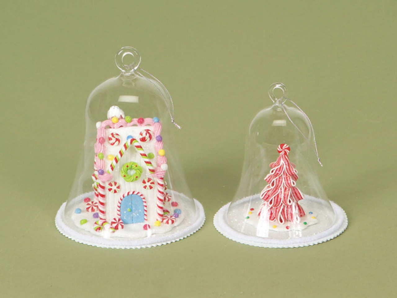 Christmas Glass Candy
 Candy House and Tree Glass Dome Christmas Ornaments