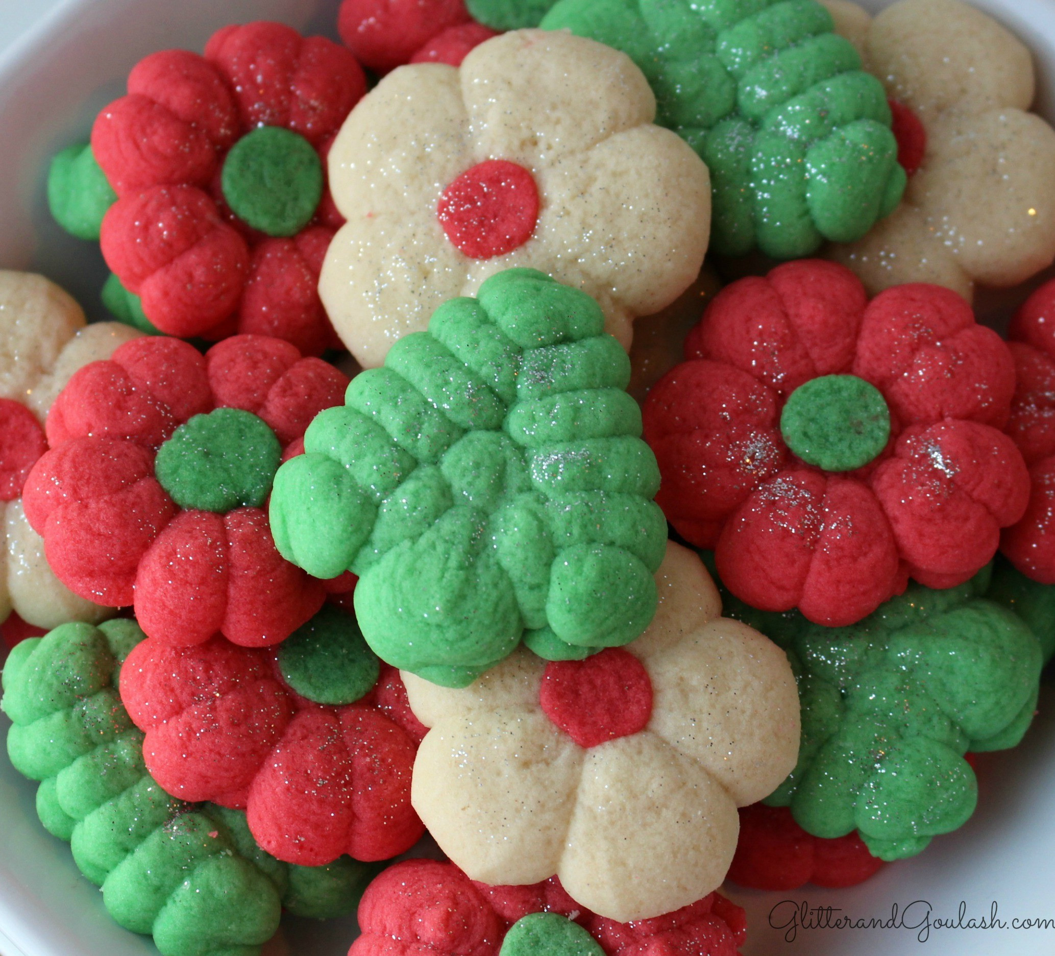 Christmas Spritz Cookies
 Festive Christmas Spritz Cookies Glitter and Goulash