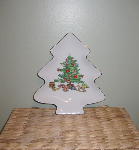 Christmas Tree Candy Dish
 Vintage Christmas Tree Dish Small Plate Candy Dish by