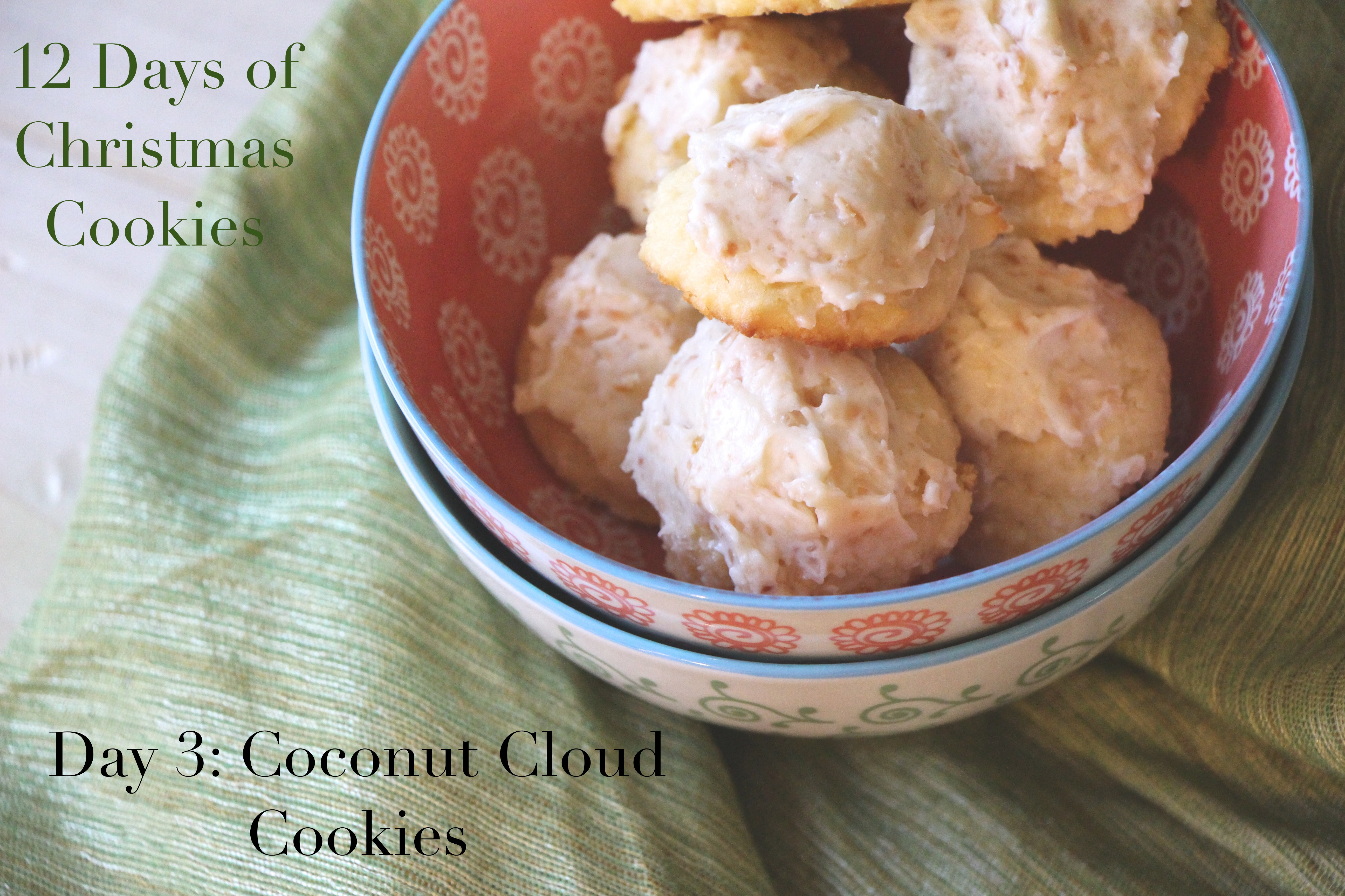 Coconut Christmas Cookies
 Day 3 Coconut Cloud Cookies Nut Free and Dairy free