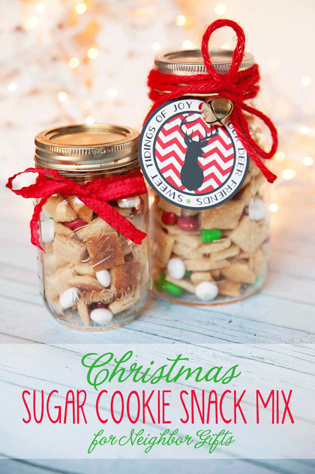 Cookies Gifts For Christmas
 Sugar Cookie Snack Mix Christmas Neighbor Gift or Teacher